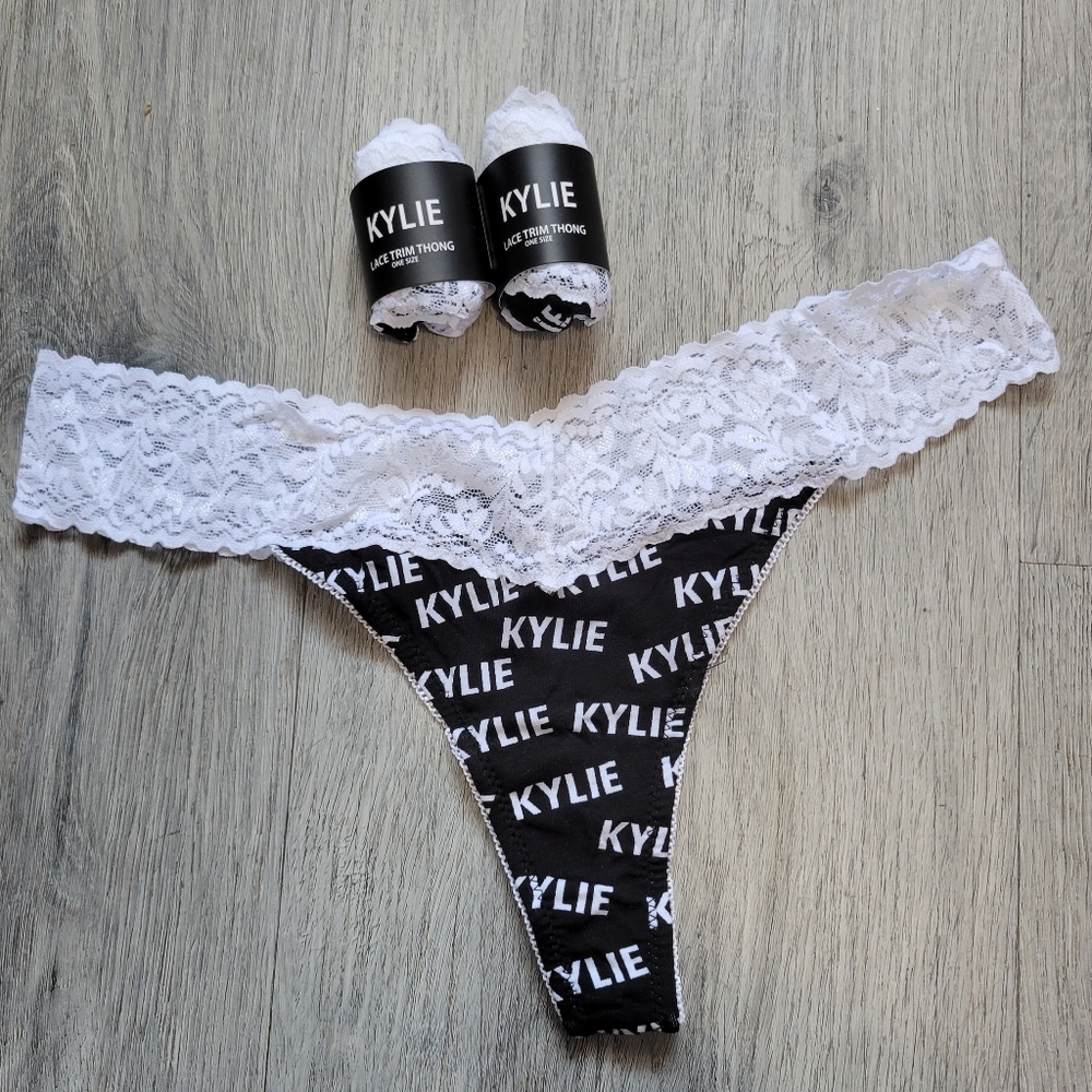 Bundle of 3 Kylie White Lace Trim Thongs